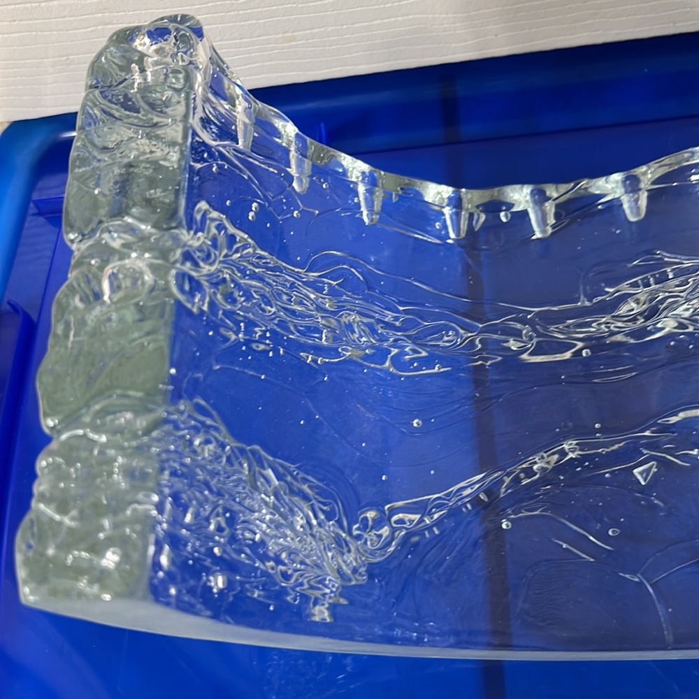 Hand Cast Glass Menorah by Joel & Candace Bless - Curved Shape Displaying Waves - Picture 7 of 11